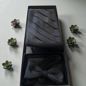 Lord West Embassy Black Cummerbund Bow Tie Tuxedo Set Formal Classic Prom Gala